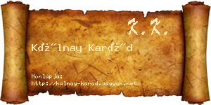 Kálnay Karád névjegykártya